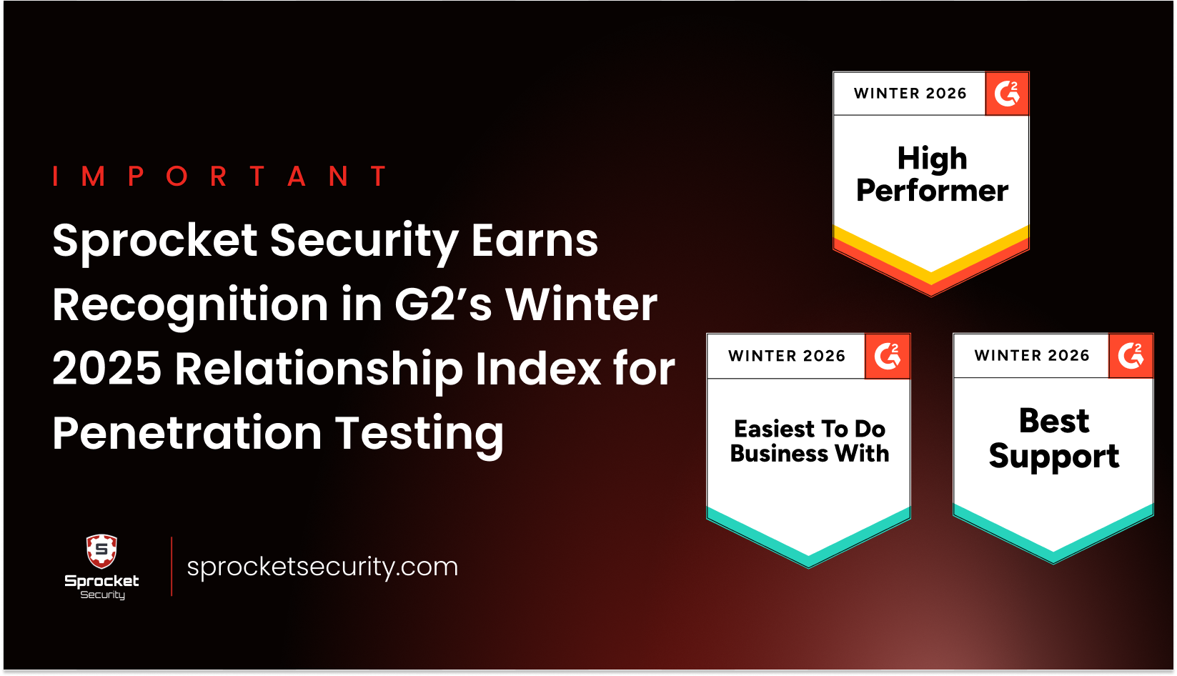 Sprocket Security Earns Repeat Recognition in G2’s Winter 2025 Relationship Index for Penetration Testing